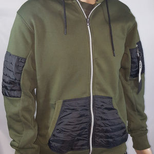 Southpole Full Zip Nylon Trim Hoodie Sweatshirt